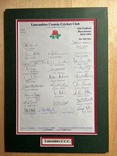 Lancashire County Cricket Team Sheet 1991 Signed x 26 Atherton Fowler Akram COA