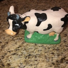 Vtg Mooing Cow Talking Rubber Plastic 9” Toy Figure Electronic Tested Working