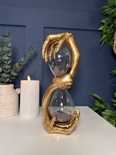 Gold Skeleton Hands Glass Hourglass Sand Timer Ornament Decor | Halloween Gothic