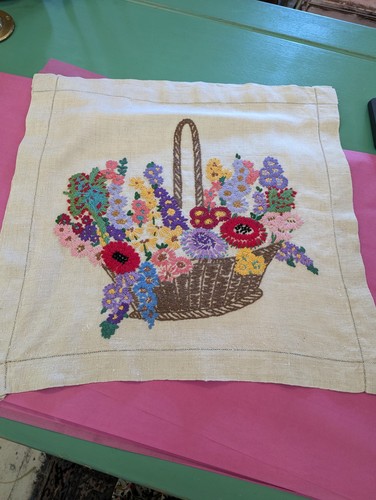 Pair vintage embroidered - pair, of