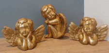 Three Piece Ceramic Gold Winged Cherub Set - Putti – Christmas Ornaments