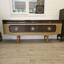 Elegant Mid-Century Italian Credenza – 1950s Formica & Brass Vintage Sideboard