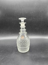Georgian Regency Crystal Glass Decanter Original Stopper 3 Neck Rings Small 20cm