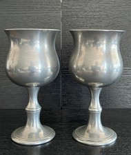 Pewter Goblets / Chalices:  Vintage English Pewter - Pair :: Ht 5.25”  Dia 2.5"