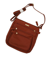 NATHALIE ANDERSEN Ladies Cross Body / Shoulder Bag Brown Zipped Pockets Tan New