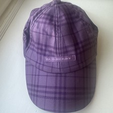 Genuine Vintage Burberry Golf cap Purple Check Ladies One Size Excellent