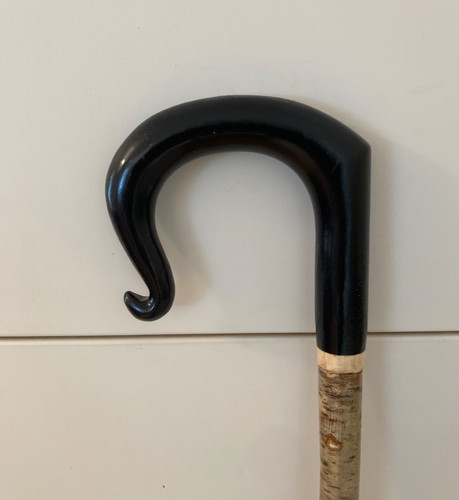 Black resin crook on hazel - resin,