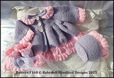 KNITTING PATTERN BABY OR REBORN DOLL MATINEE SET F168 16-22" DOLL 0-3M+ BABY