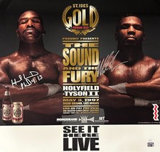 Mike Tyson & Evander Holyfield Signed Bite Fight Poster 21x22 JSA WB493547