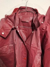 Retro made in Japan wine red vinyl rainsuits jacket and pants PVC