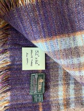 BRONTE TWEEDS -PURE WOOL TRAVEL RUG/THROW - PURPLE CHECK -52” x 62”