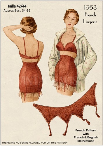 1950 french lingerie pattern - 1950's,