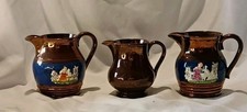 3 Antique Copper Lustre Ware