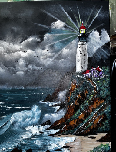 Lighthouse stormy seascape - lighthouse,