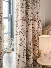 NEXT Pink Lily Floral PENCIL PLEAT Blackout/Thermal Curtains, W118CM DROP 182CM