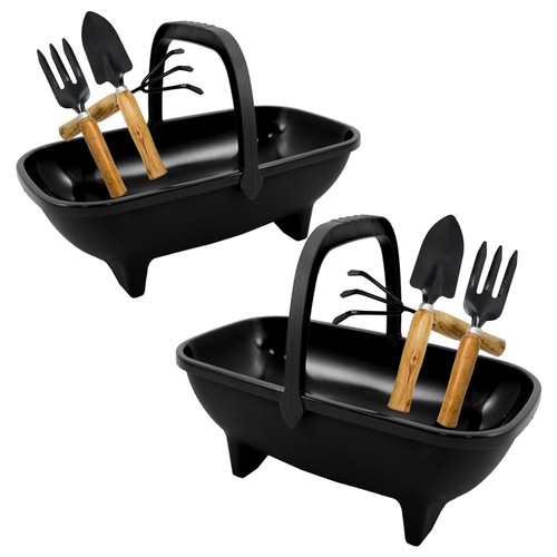 Black garden trug planter 53cm - black,