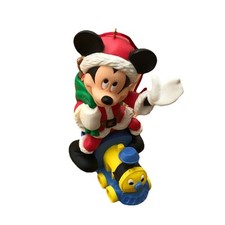 Mickey Mouse Santa Claus Train Grolier Vintage Christmas Tree Decoration