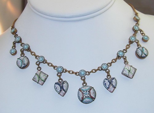Antique micro mosaic necklace - antique,