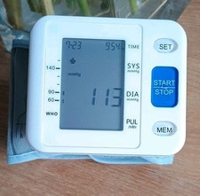 Automatic Wrist High Blood Pressure Monitor Large LCD 198 Memory Adjustable Cuff