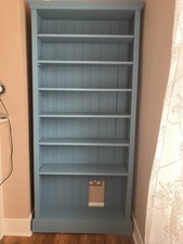 Chinese Blue Farrow and Ball painted solid oak bookcase