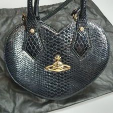 Vivienne Westwood Heart Shoulder Bag Black Croc Orb