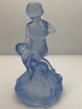 Walther and Sohne frosted blue glass Peter Pan and Wendy art deco statue