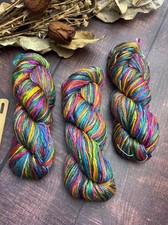 100% Mulberry Luxury Rainbow Silk Yarn Knitting Weaving Crochet Jewellery 100g