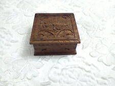 Small Vintage Wood Trinket Box Hand Carved Wooden Abstract Art Jewellery Box