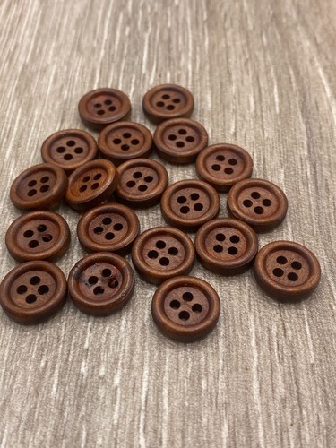 13mm brown wooden buttons - 13mm,