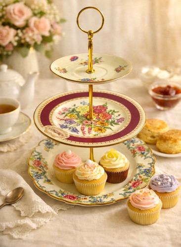 Vintage floral china tier - floral, 3
