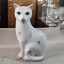 Poole Pottery Floral Cat, approx 16cm tall