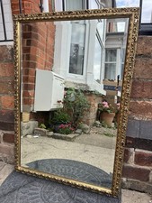 Antique Ornate Gold Gilt Rococo Hollywood Regency Bevelled Wall Dress Mirror 