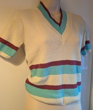 Vintage 60s New Deadstock Preppy Knit Poly Short Sleeve Jumper Sweater Girl Mod
