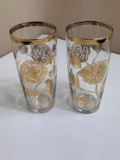 Vintage Gold Floral Pair Glass