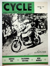 1958 February Cycle Motorcycle Magazine Royal Enfield Indian BSA Custom Bikes
