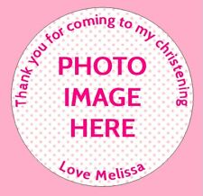 24 Personalised Christening Birthday Party Bag Picture Photo Stickers Labels x