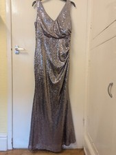 New Ever Pretty Silver Sequin Bodycon Gown Dress Xmas Party Wedding NYE Size 14