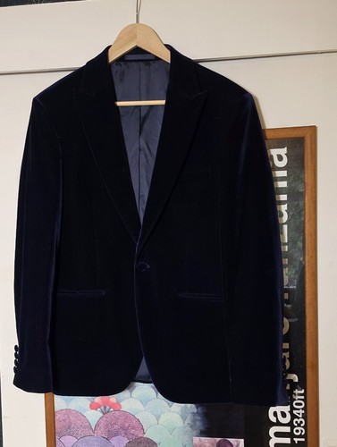 Mens stunning dark blue velvet - dark,