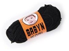 6x Black Baby Wool 100%