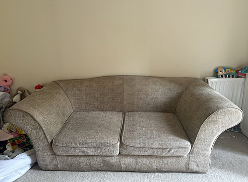 Beige fabric seater sofa - 2-seater,