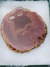 Natural Gemstone Orange Brown Agate Geode Slice Polished Crystal Stone 