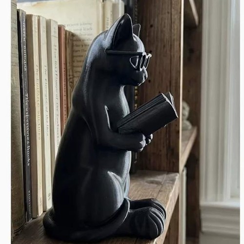 Reading cat ornament book - reading,