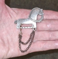 Vintage Tinn Per Norse Horse Norway Pewter Brooch Pin 