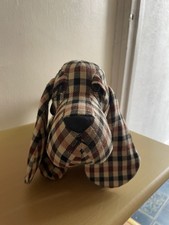 Dora Designs Basset Hound Dog Doorstop – Plaid Fabric, Good Condition