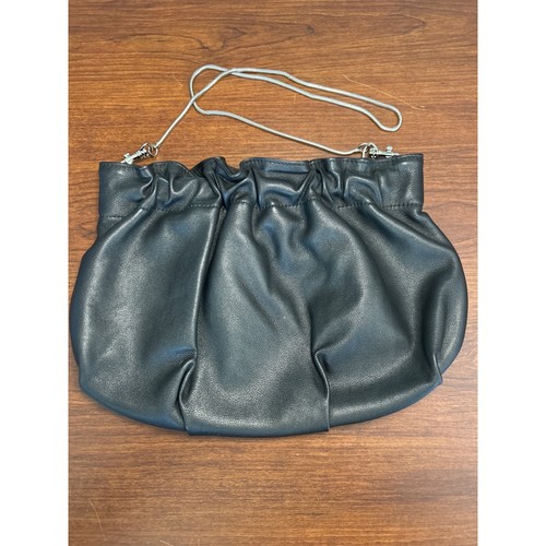 Glint black leather ruched - leather,