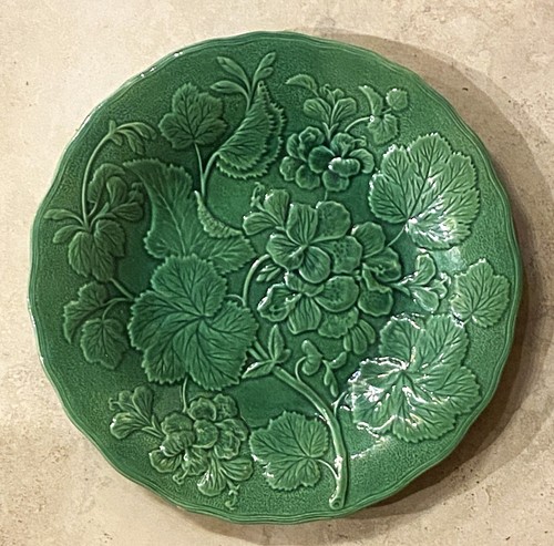 Antique green majolica plate - antique,