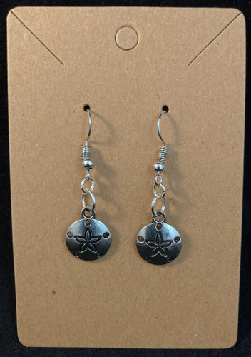 Silver sand dollar - silver, earrings