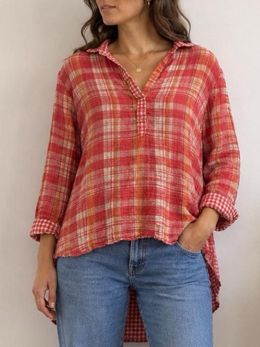 Roman red orange - check, plaid