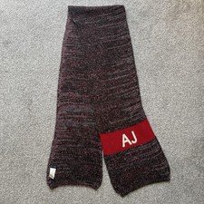 AJ Armani Jeans Scarf Red White Black Knitted Wool Blend