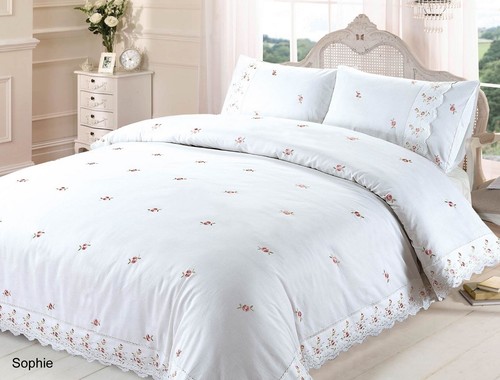 Embroidered shabby chic duvet - shabby,